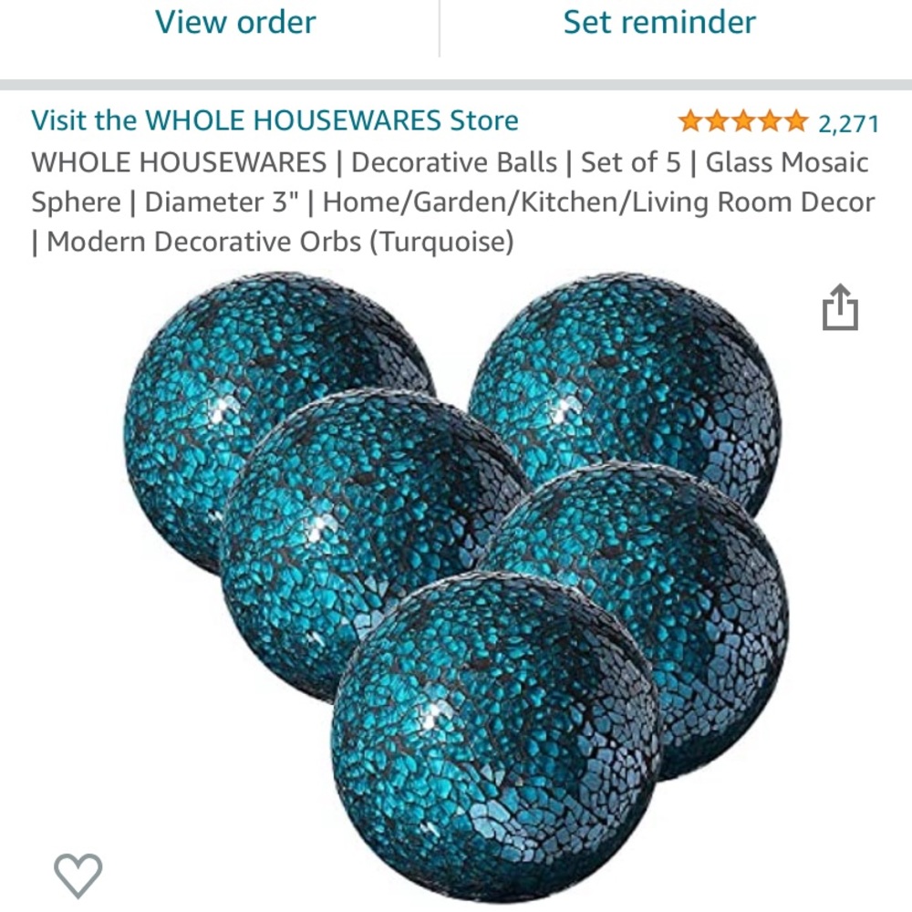 Set of 5 glass mosaic spheres 3’’ diameter